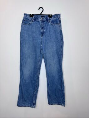 Uniqlo baggy Jeans wide leg high waist in Light Blue Denim sz 28